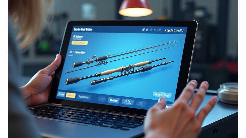 3D visualization of a custom fishing rod during the design process