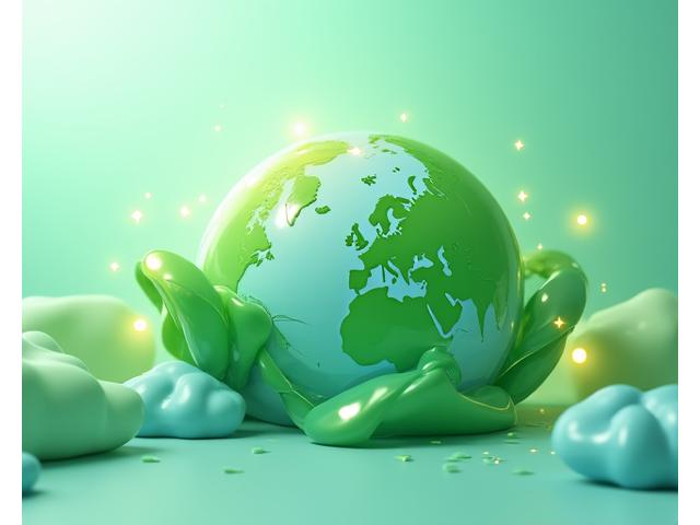 Conceptual image of carbon footprint reduction with green leaves and a circular arrow